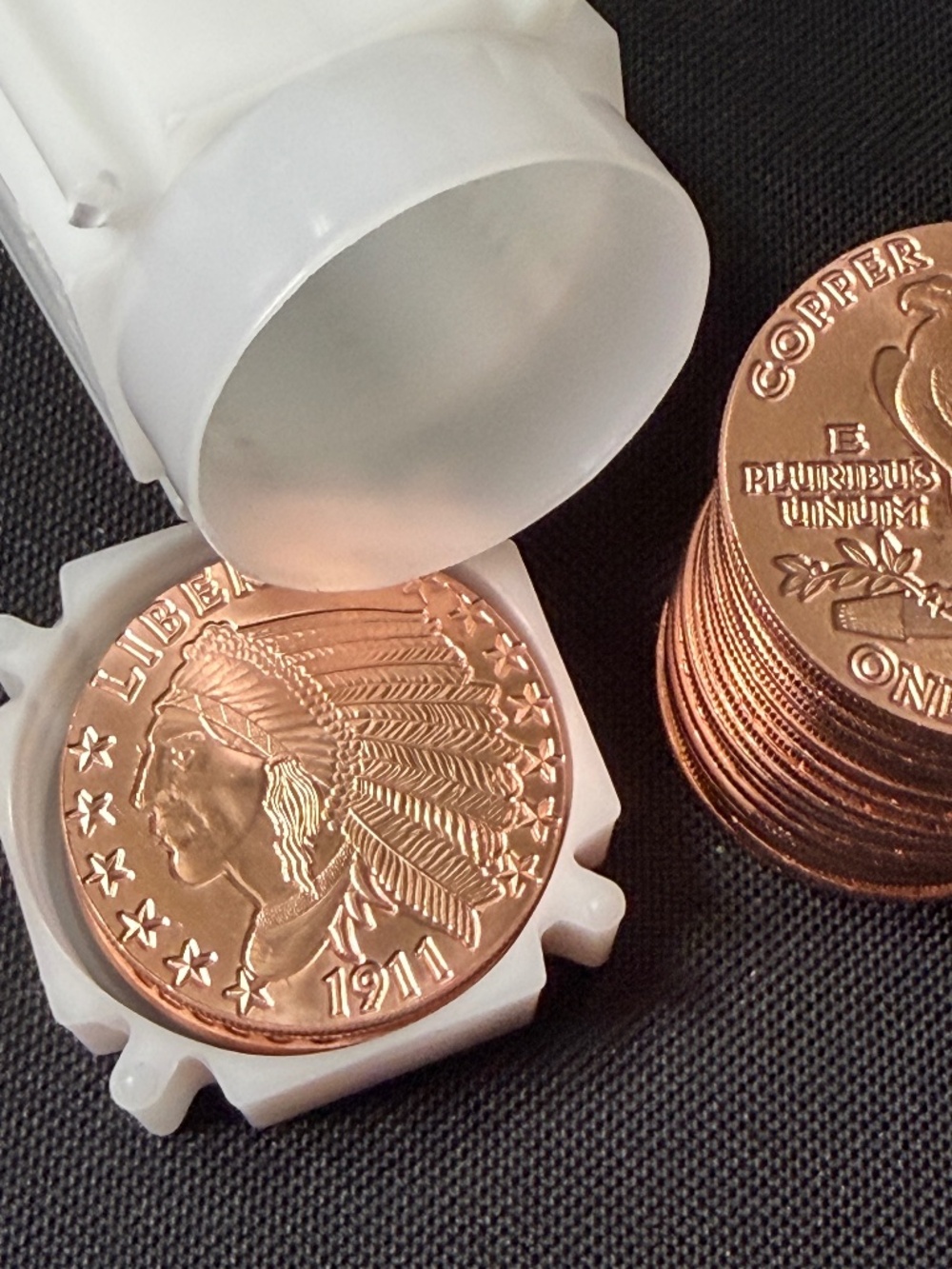 1 oz Copper Round .999 Fine Indian Head 1911 Eagle Design Bullion -Qty Available